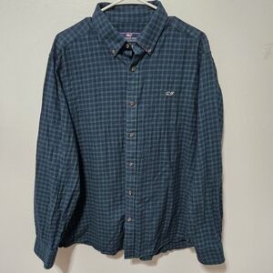 Vineyard Vines Classic Fit Shirt XL Mens BluGreen Check Plaid Long Sleeve Button